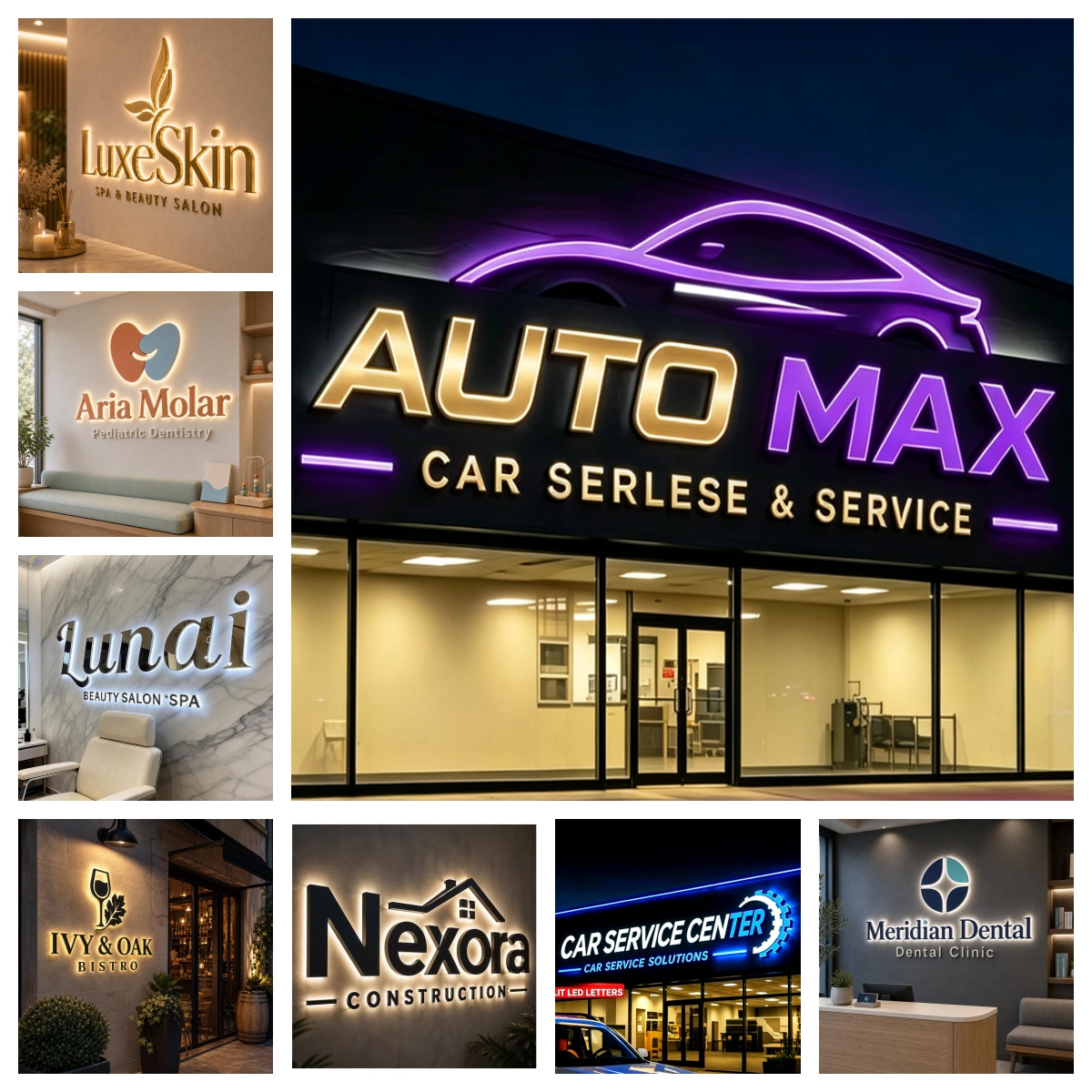 Niestandardowe oświetlone lite – Auto Repair Shop Logo Design recenzja i cena